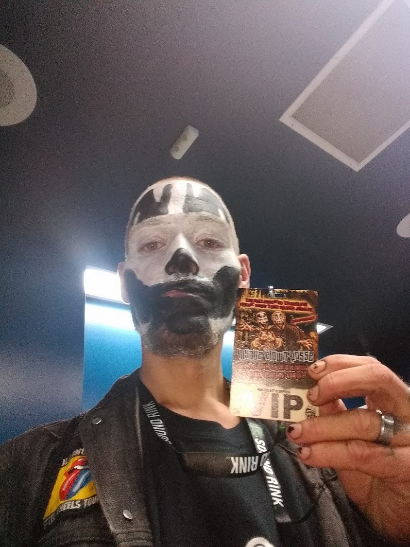 0N3R1 Tha Wicced 1 with Shaggy 2 Dope face paint on and Backstage pass to Insane Clown Posse 10-27-2018